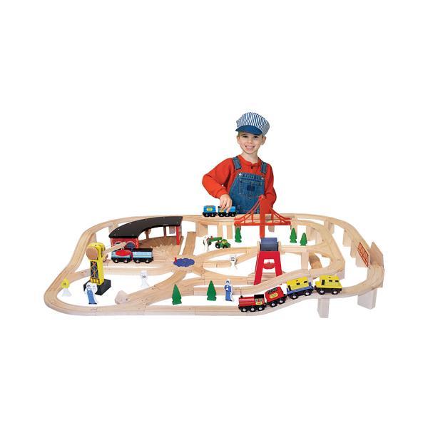 Melissa & Doug Wooden Railway Train Set